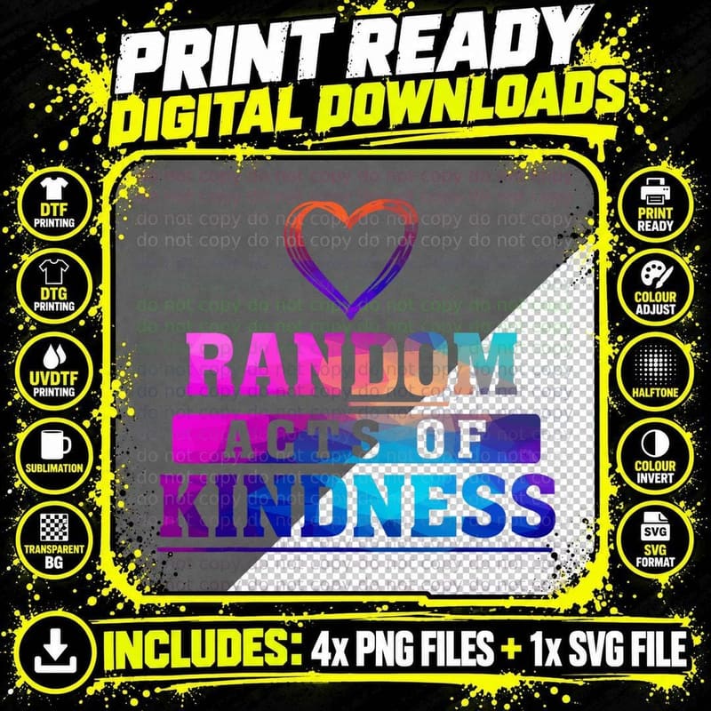 Random Acts of Kindness Do Kindness Charity Service Png SVG Digital Bundle