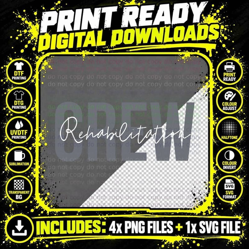 Rehab Team Shirts for Rehab Tech Crew Squad Therapy Png SVG Digital Bundle