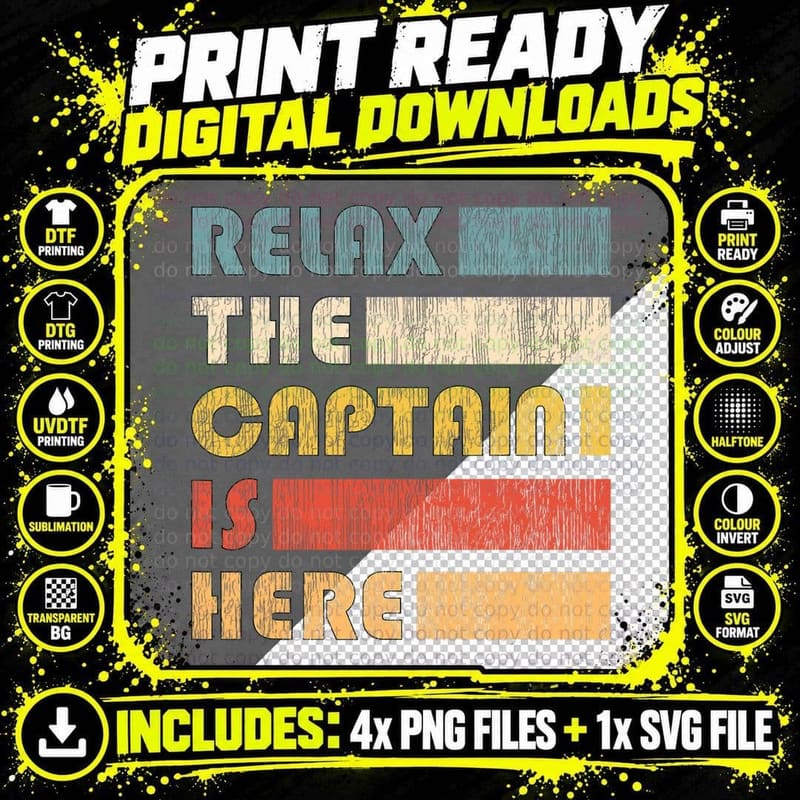 Relax Captain, Skipper and Boat Captain T-Shirt Png SVG Digital Bundle