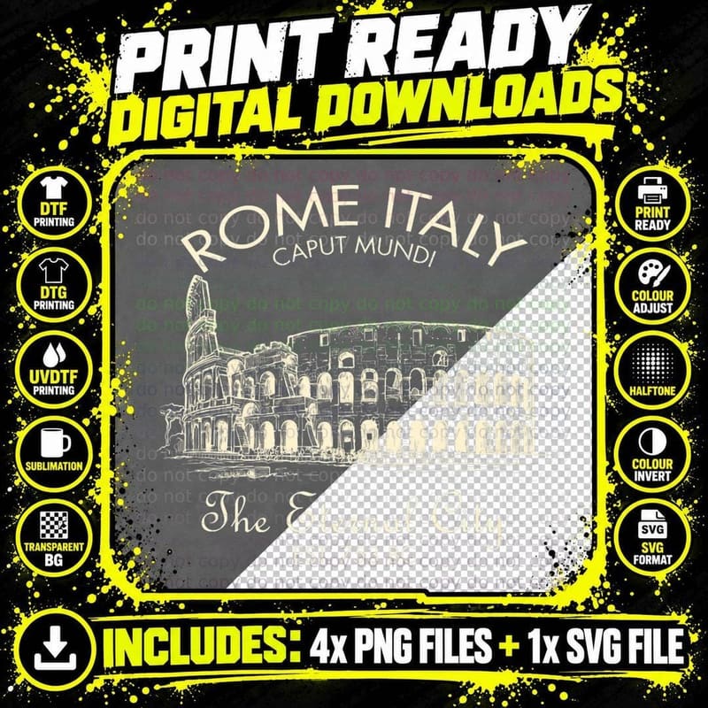 Rome Italy Caput Mundi the Eternal City Italy T-Shirt Png SVG Digital Bundle