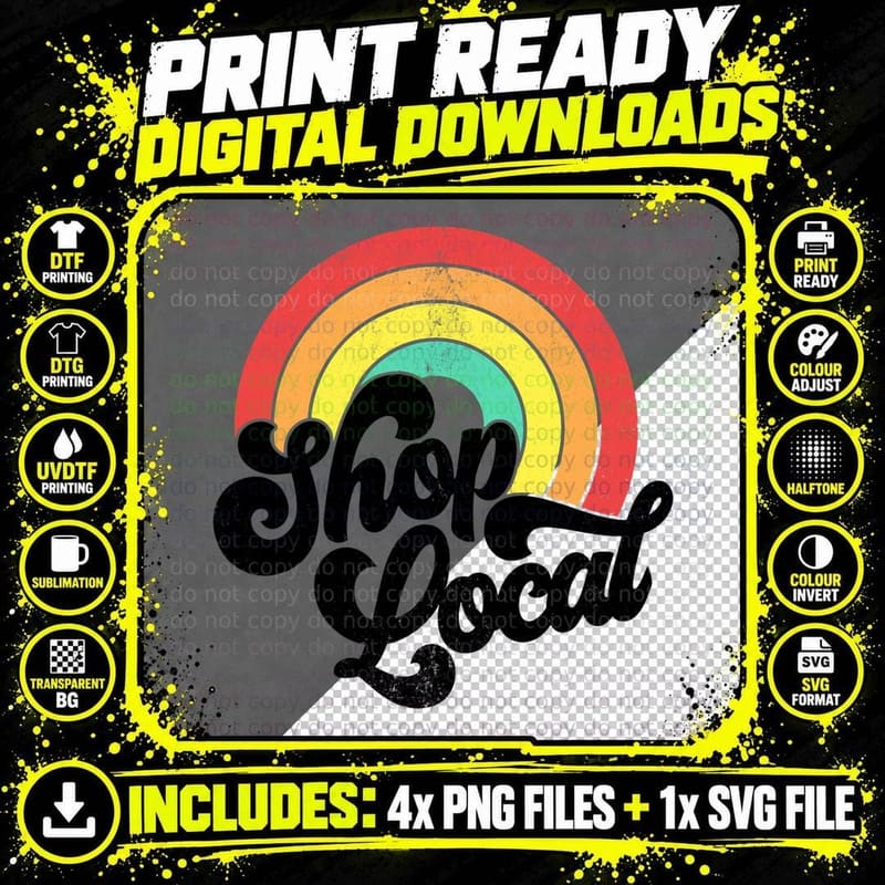 Shop Local, Support Small Business T-Shirt Png SVG Digital Bundle