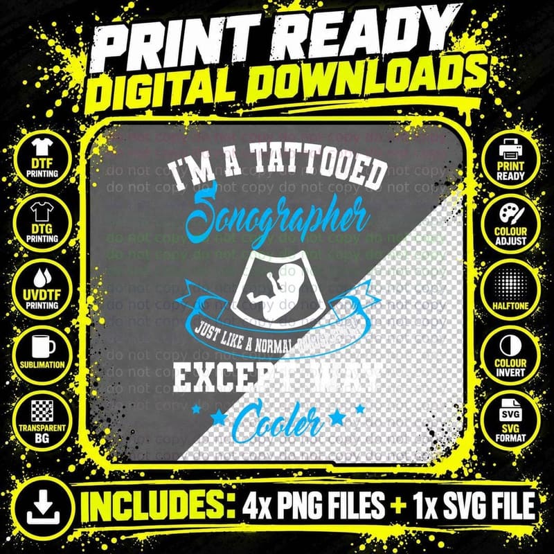 Sonographers Tattooed Sonography Medical Ultrasound Tech Png SVG Digital Bundle
