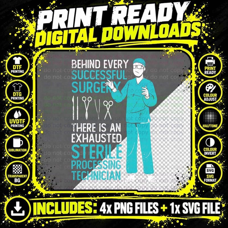 Sterile Processing Tech T-Shirt Png SVG Digital Bundle