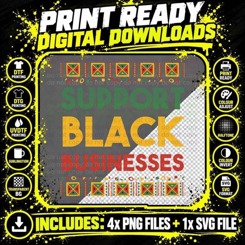 Support Black Businesses African Business Owner T-Shirt Png SVG Digital Bundle