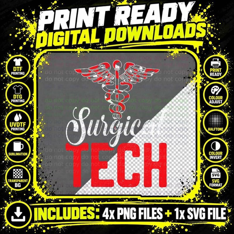 Surgical Technologist Surgical Tech Surgery Scrub Tech Png SVG Digital Bundle