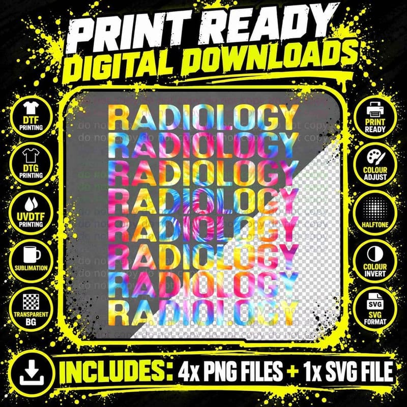 Tie Dye Radiologic Technologist Radiology X-Ray Rad Tech Png SVG Digital Bundle