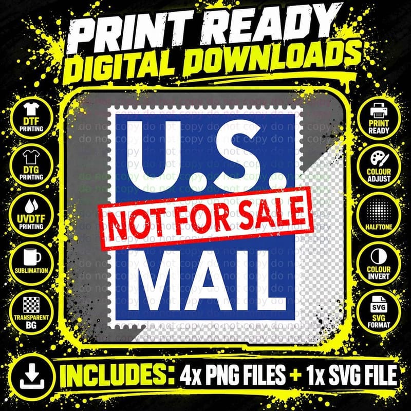 US Mail Not for Sale - Save America's Postal Service Png SVG Digital Bundle