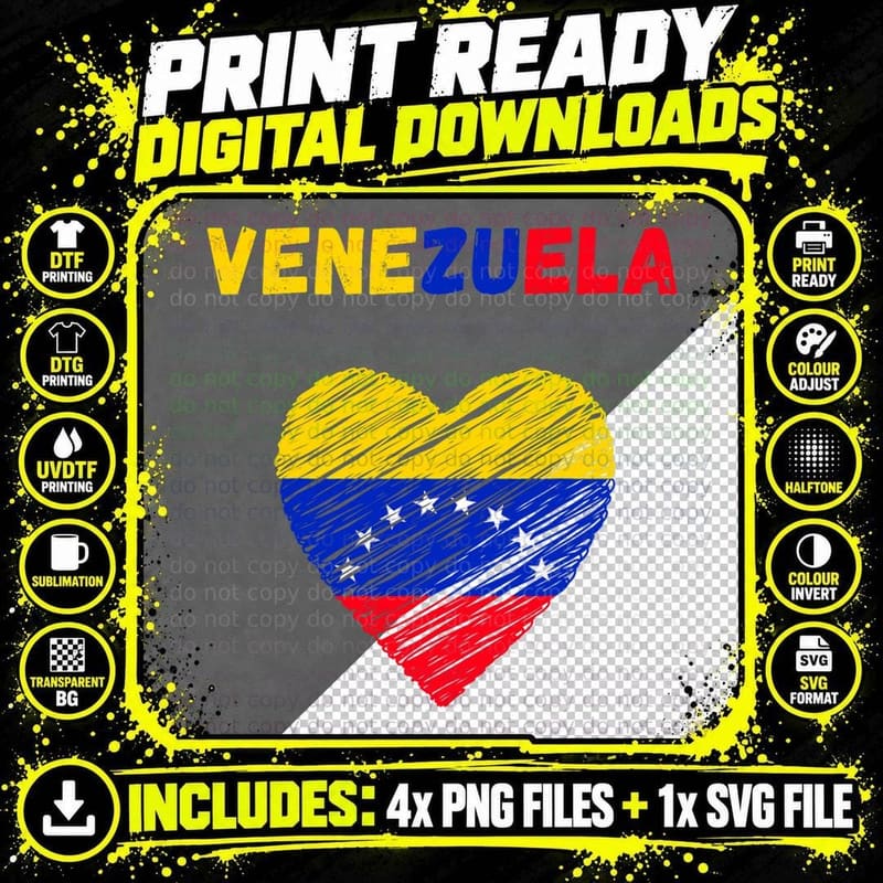 Venezuela Flag Holiday Venezuela Heart Venezuelan Flag Png SVG Digital Bundle