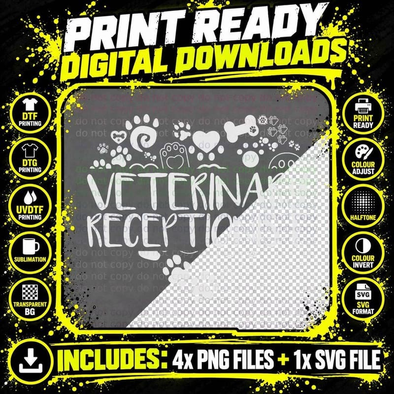 Veterinary Receptionist Veterinarian Vet Tech Assistant Png SVG Digital Bundle