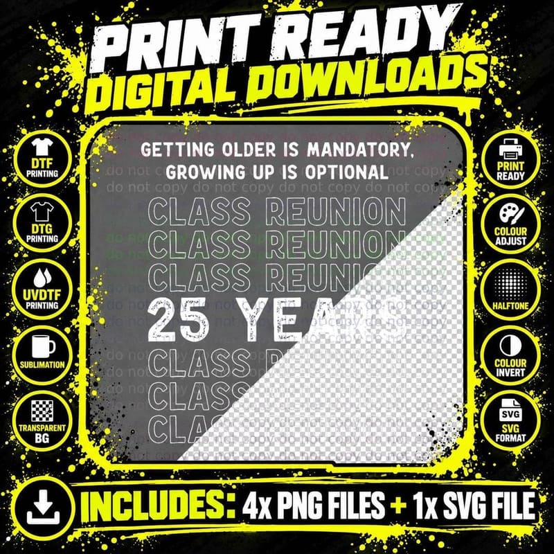 1999 Class Reunion - 25 Years 25th Celebration T-Shirt Png SVG Digital Bundle