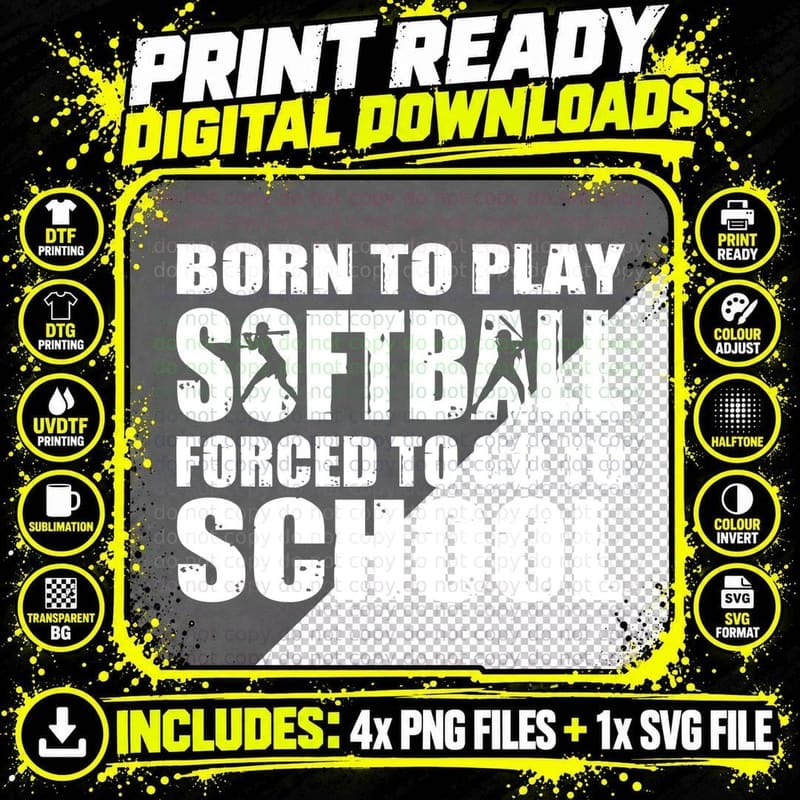 Born to Play Softball T-Shirt, Softball Theme Png SVG Digital Bundle