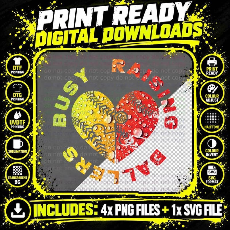 Busy Raising Ballers T-Shirt, Sports Theme Png SVG Digital Bundle