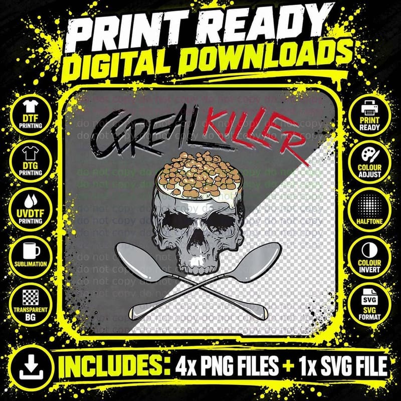 Cereal Killer Shirt Cool I Love Eating Wheat Oats Tee Png SVG Digital Bundle