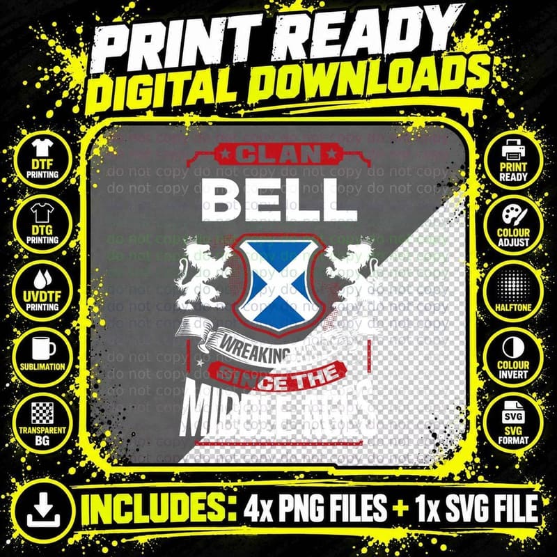 Clan Bell Scottish Surname Family Reunion Scotland Png SVG Digital Bundle