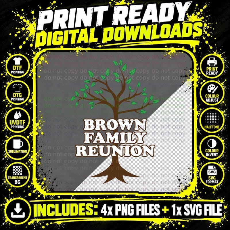 Family Tree Brown Family Reunion T-Shirt Png SVG Digital Bundle