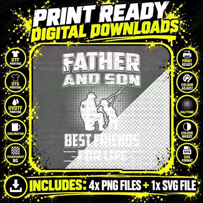 Father and Son Best Friends Forever T-Shirt Png SVG Digital Bundle