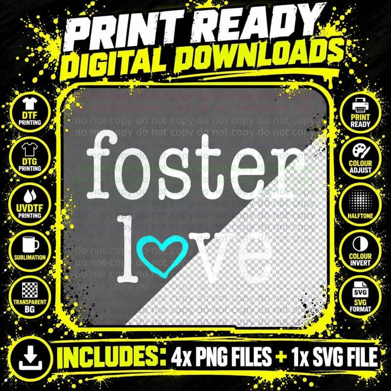 Foster LOVE Foster Care, Foster Child Parent Png SVG Digital Bundle