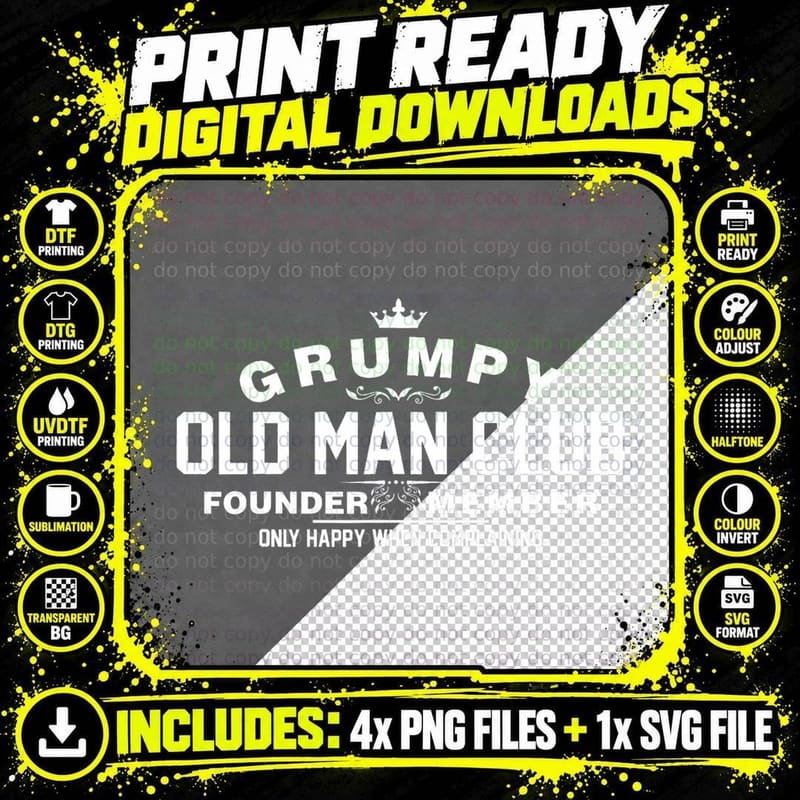 Grumpy Old Man Club T-Shirt Png SVG Digital Bundle