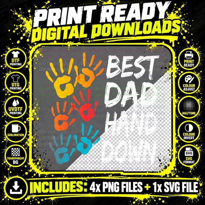 Handprint Art T-Shirt, Colorful Hand Prints Png SVG Digital Bundle