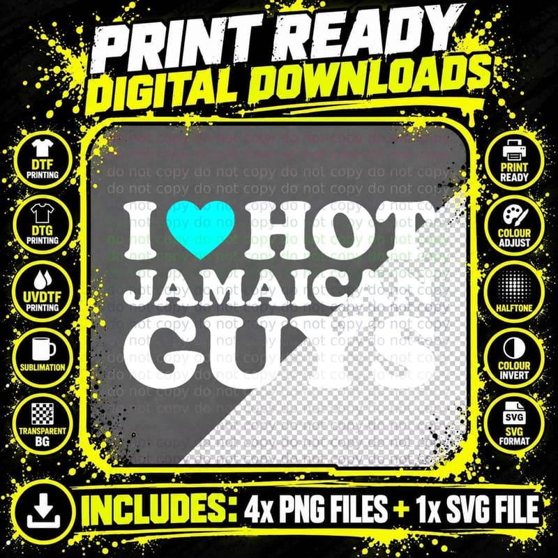 I Love Hot Jamaican Guys T-Shirt Png SVG Digital Bundle