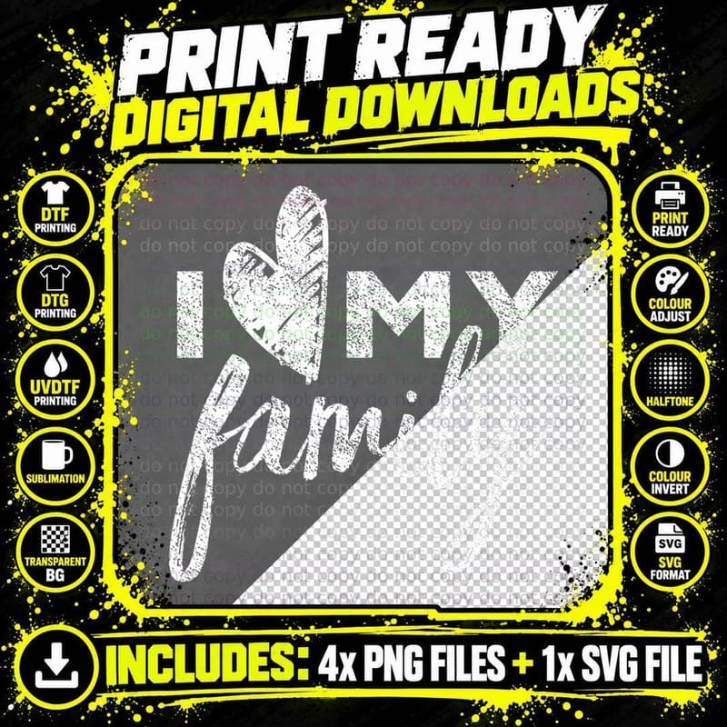 I Love My Family Relatives Party Families Reunion T-Shirt Png SVG Digital Bundle