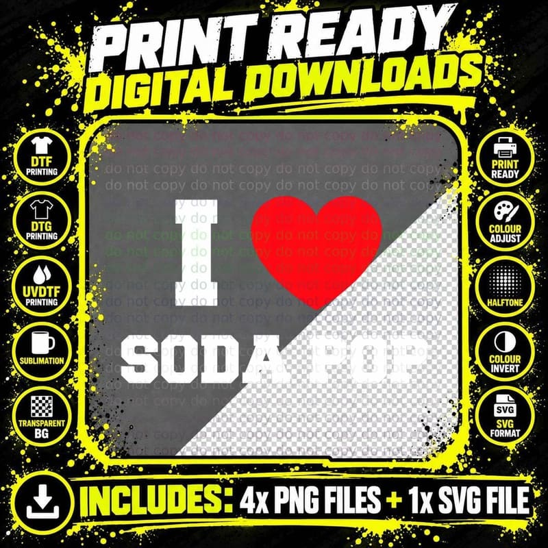 I Love Soda Pop T-Shirt Png SVG Digital Bundle