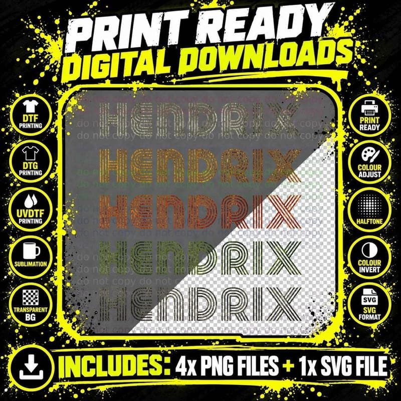 Love Heart Hendrix Tee Grungevintage Style Black Hendrix Png SVG Digital Bundle