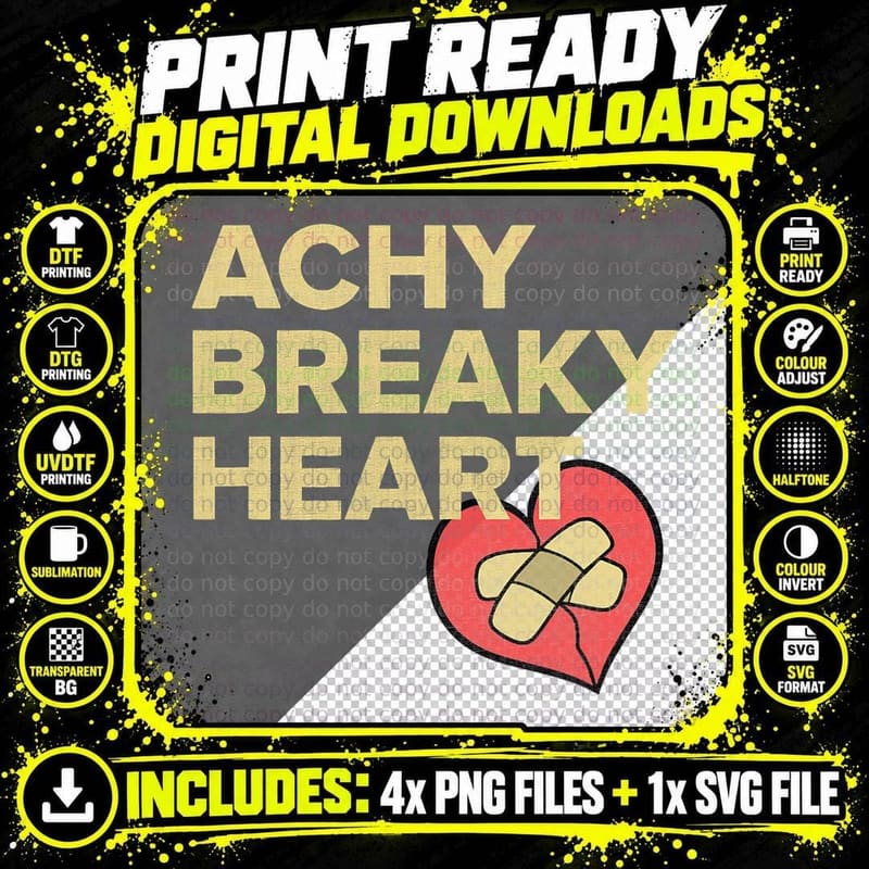 Lyriclyfe - T-SHIRT - ACHY Breaky HEART Png SVG Digital Bundle