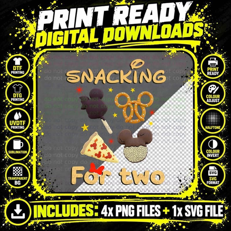 Mickey Mouse Snack Time T-Shirt, Snack Time Png SVG Digital Bundle