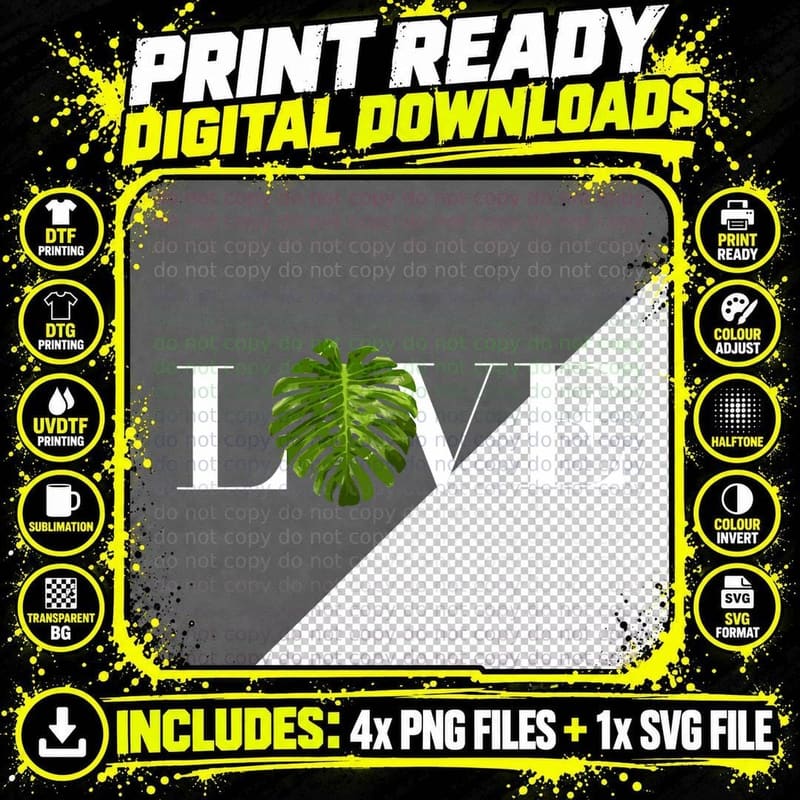 Monstera Love Monstera Plant Leaf T-Shirt Png SVG Digital Bundle