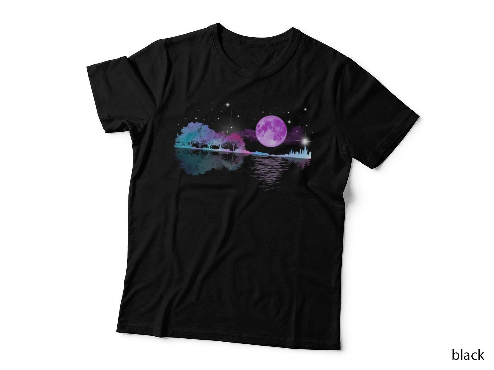 Moonlit Reflection T-Shirt, Pastel Aesthetic, Nature Lovers