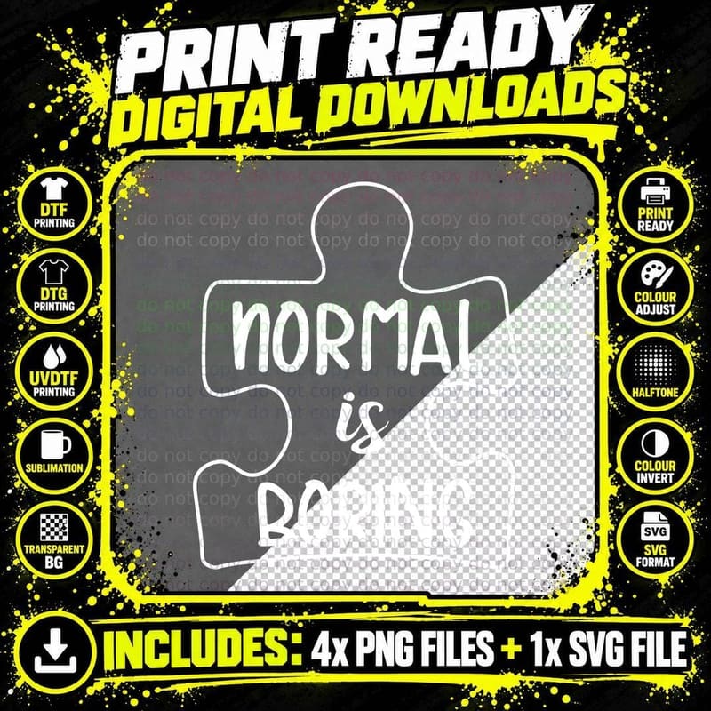 Normal Is Boring T-Shirt, Minimalist Design Png SVG Digital Bundle