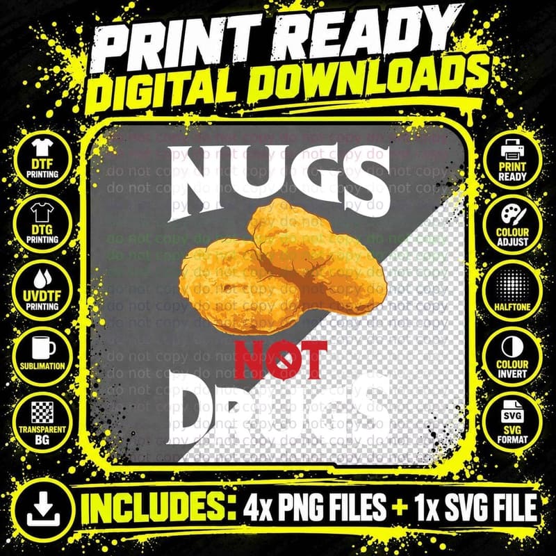 Nugs Not Drugs Shirt Cool I Love Nuggets T-Shirt Gift Png SVG Digital Bundle