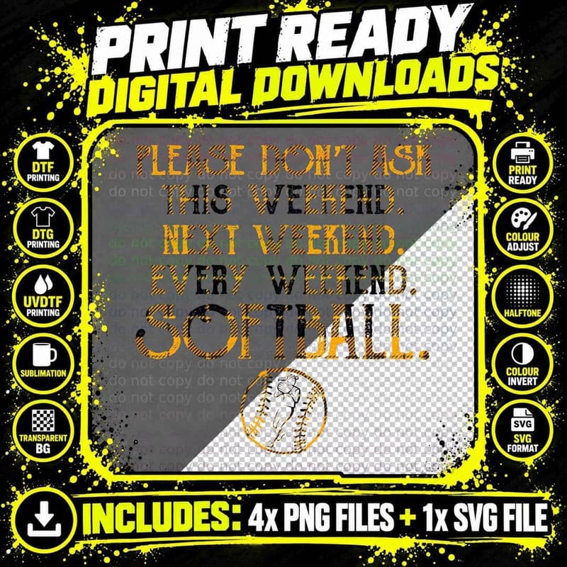 Softball Weekend T-Shirt, Sports Theme, Weekend Fun Png SVG Digital Bundle