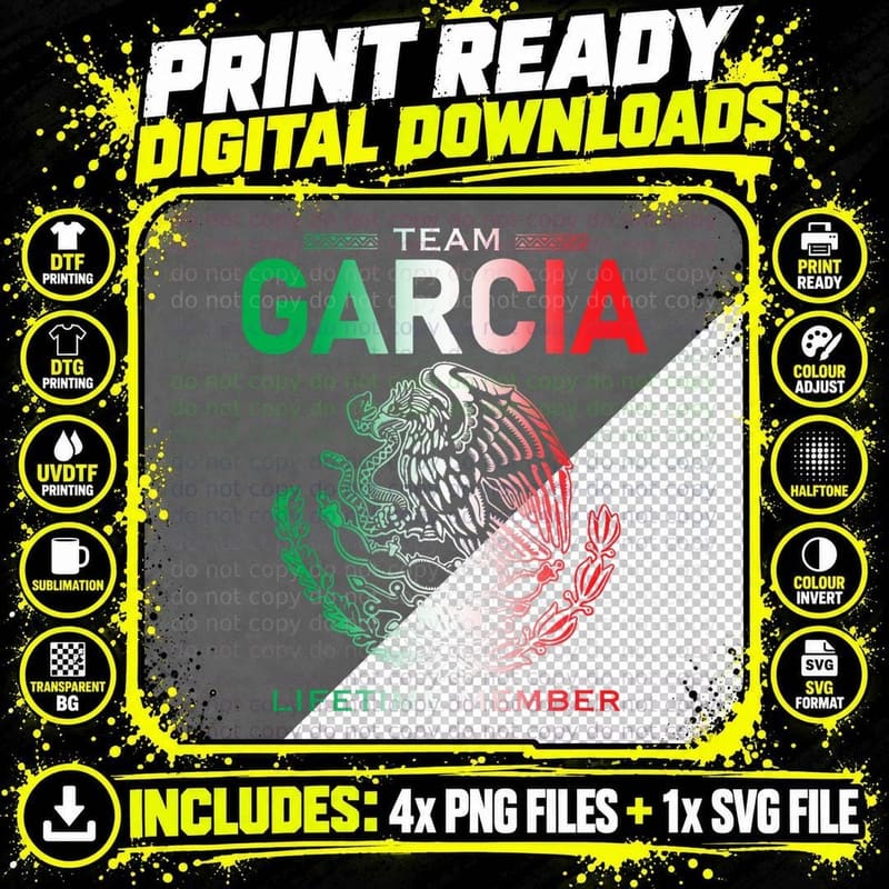 Team Garcia Lifetime Member Family Reunion T-Shirt Png SVG Digital Bundle
