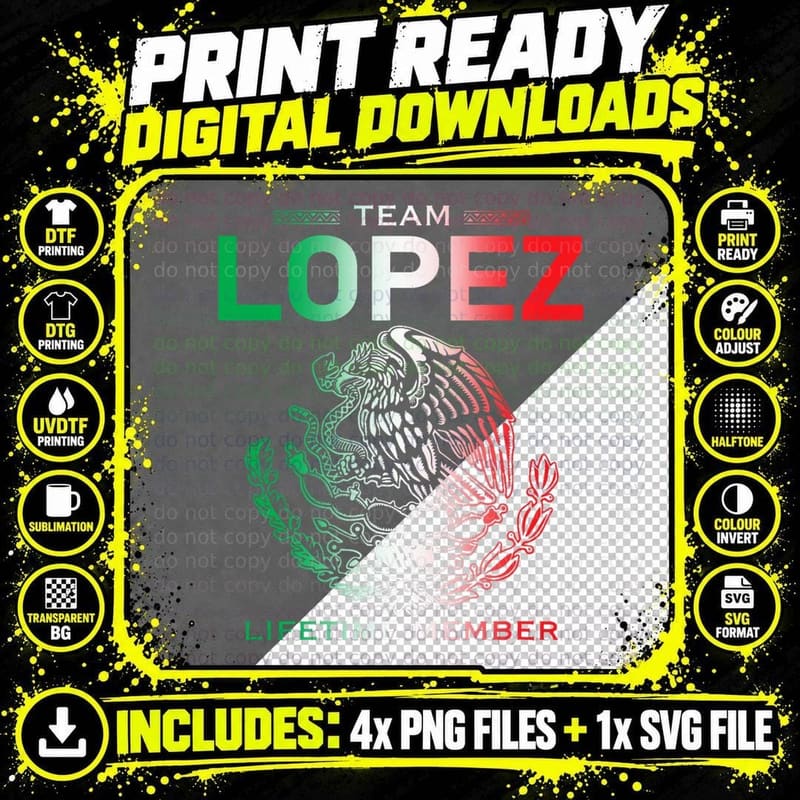 Team Lopez Lifetime Member Family Reunion T-Shirt Png SVG Digital Bundle