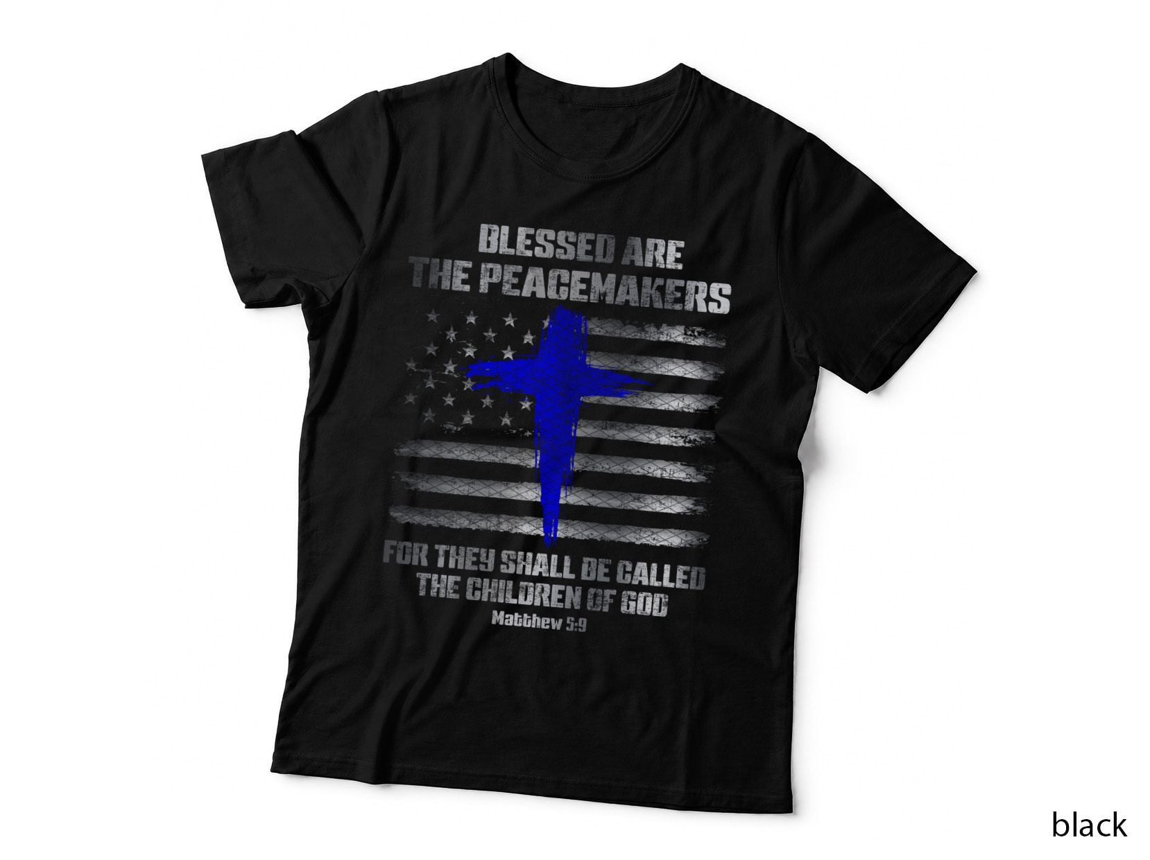 Thin Blue Line Matthew 5 T-Shirt, Patriotic Apparel, Law Enforcement Support