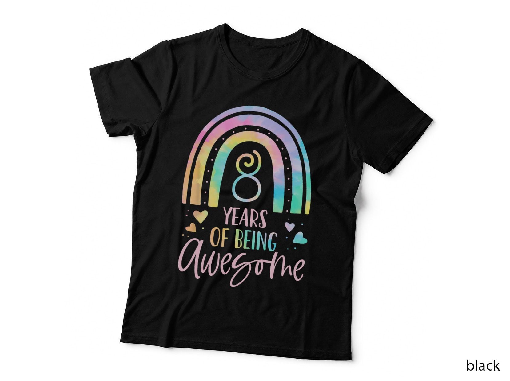8 Years of Being Awesome Rainbow Tie Dye T-Shirt