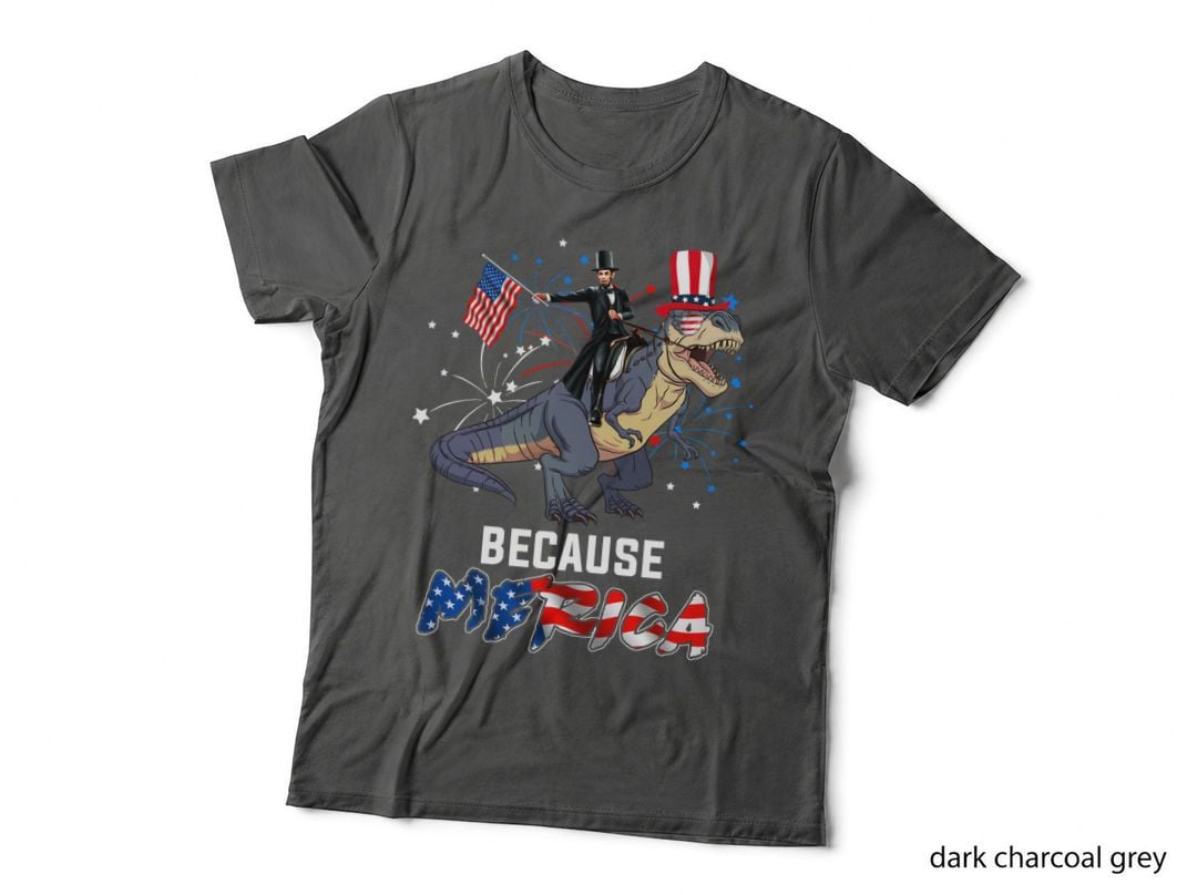 Abraham Lincoln Riding T-Rex T-Shirt, Patriotic Americana Style