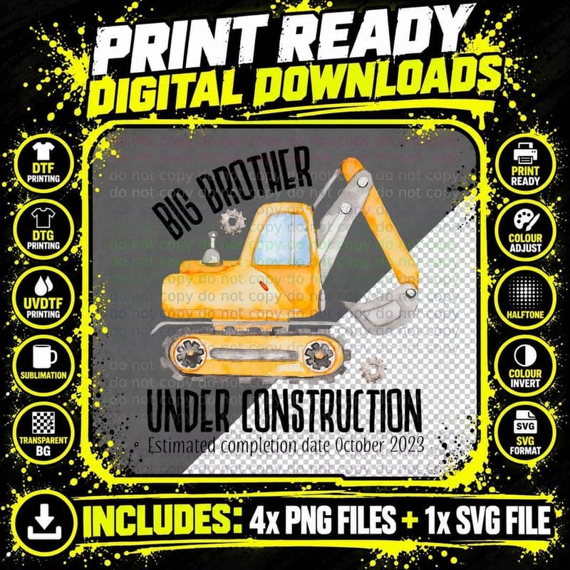Big Brother Under Construction T-Shirt Png SVG Digital Bundle