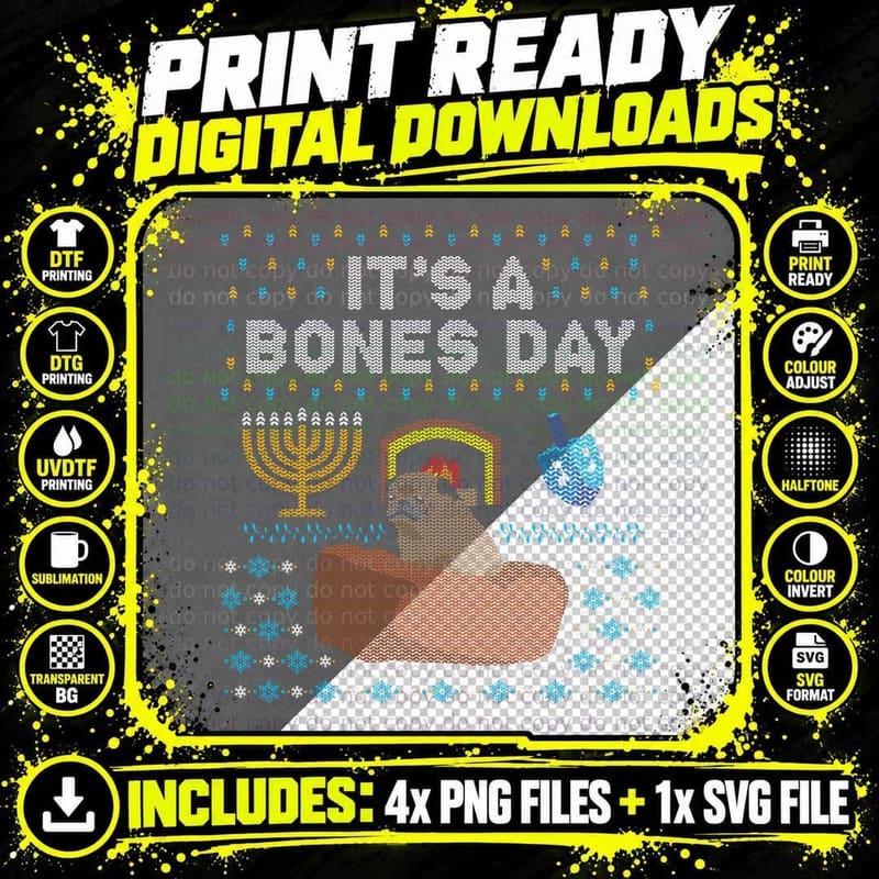 Bones Day Hanukkah T-Shirt Png SVG Digital Bundle