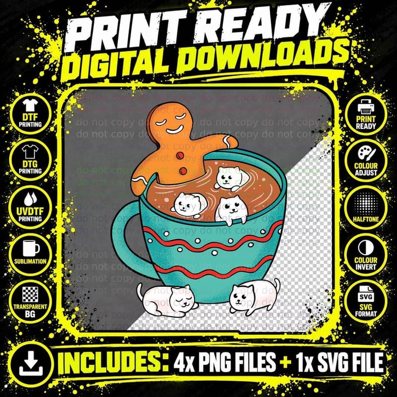Cozy Gingerbread Man T-Shirt Png SVG Digital Bundle