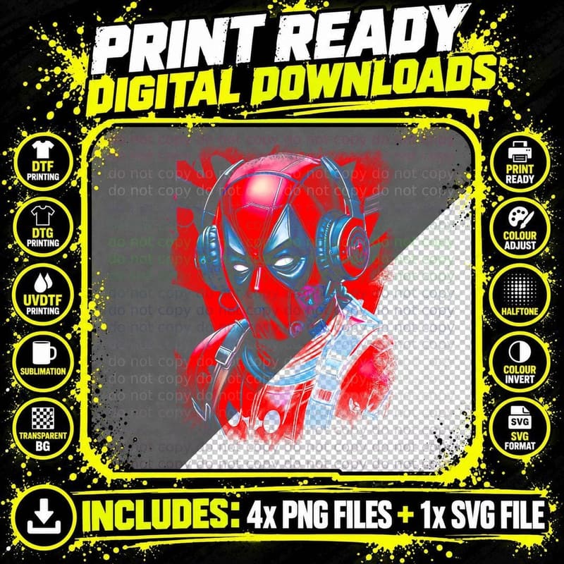 Deadpool 2026 Comic Print, Superhero Fan Tee Png SVG Digital Bundle