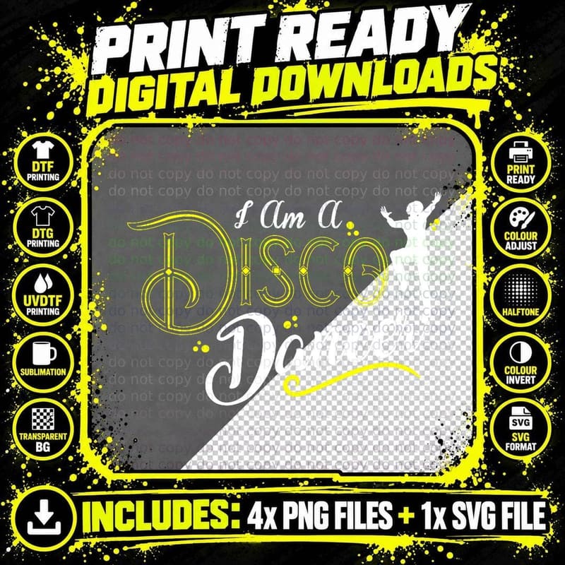 Disco Dancer T-Shirt, Bollywood Party Style Png SVG Digital Bundle