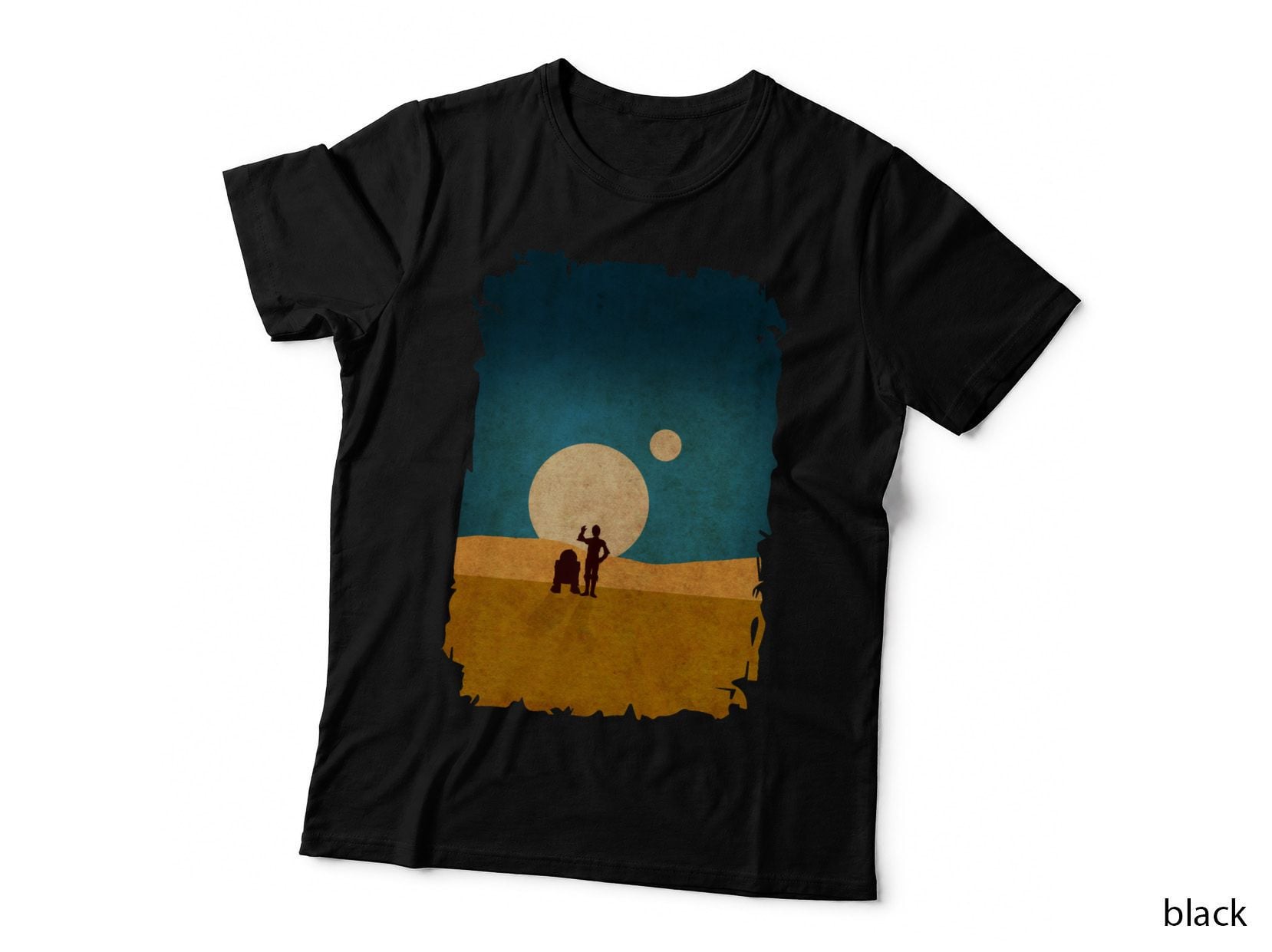 Droids in the Dunes T-Shirt, Sci-Fi Desert, Futuristic Apparel