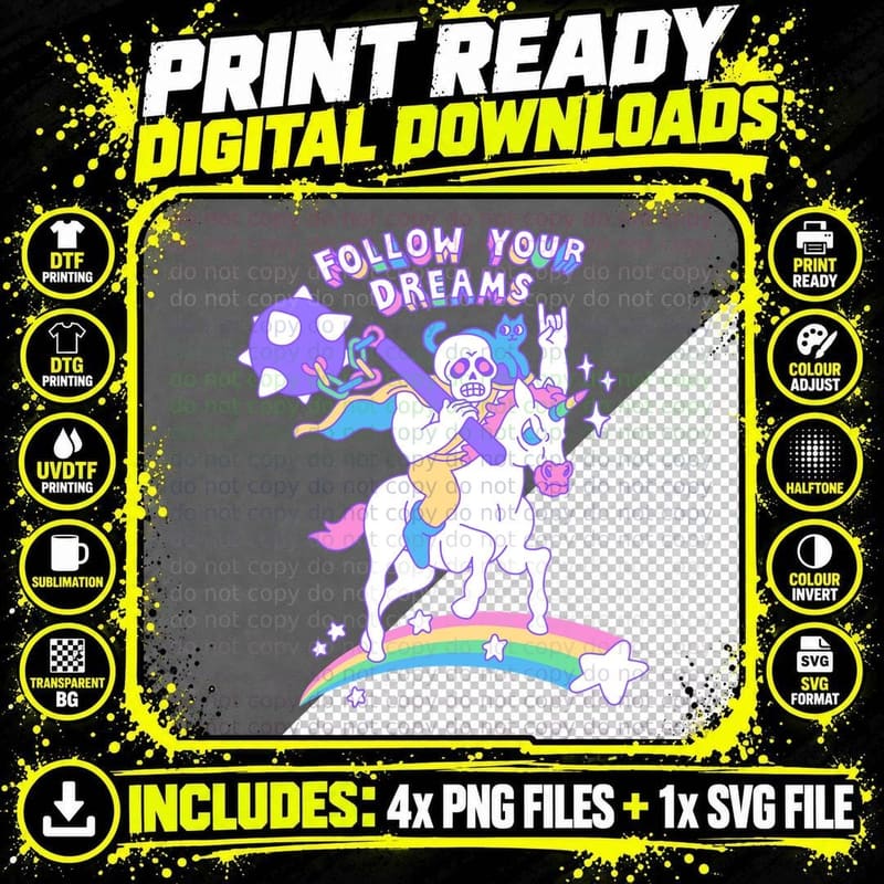 Follow Your Dreams T-Shirt Png SVG Digital Bundle