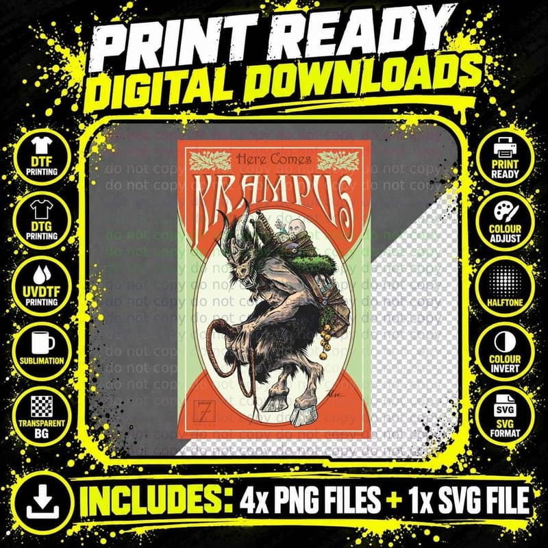 Here Comes Krampus T-Shirt Png SVG Digital Bundle