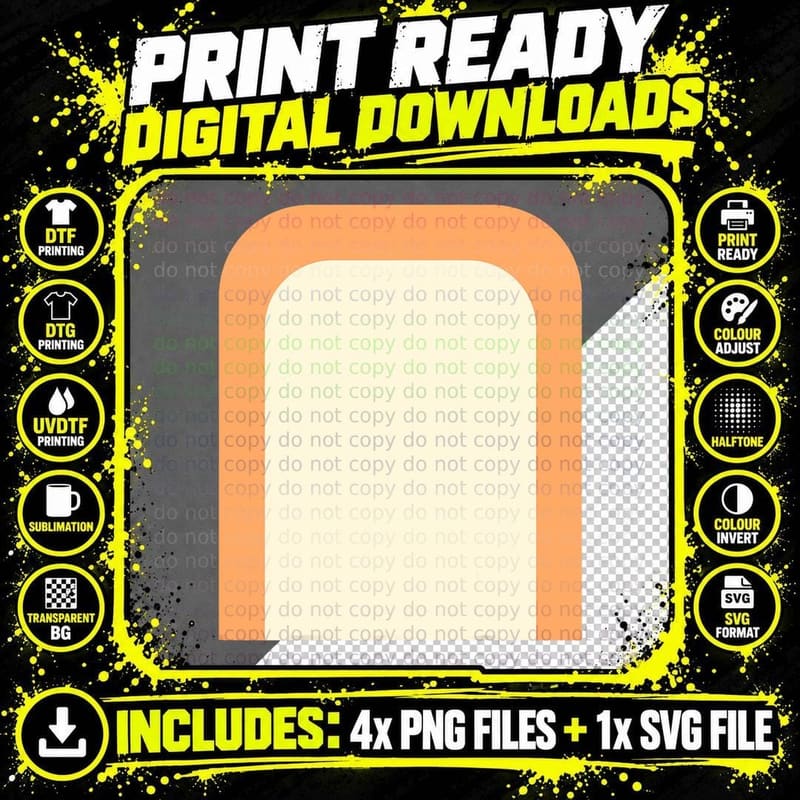 Minimalist Orange Border T-Shirt, Modern Fashion Png SVG Digital Bundle