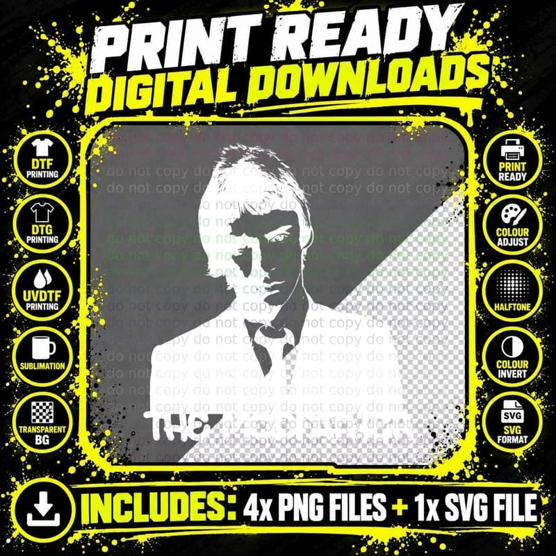 Paul Weller - the Modfather - Black Stencil T-Shirt Png SVG Digital Bundle