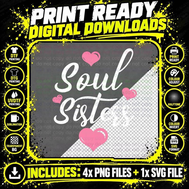 Soul Sisters Bestie Best Friend Forever Friendship BFF Png SVG Digital Bundle